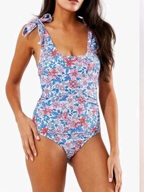 Jollkichay Tummy Control One Piece Floral Swimsuit with tie straps